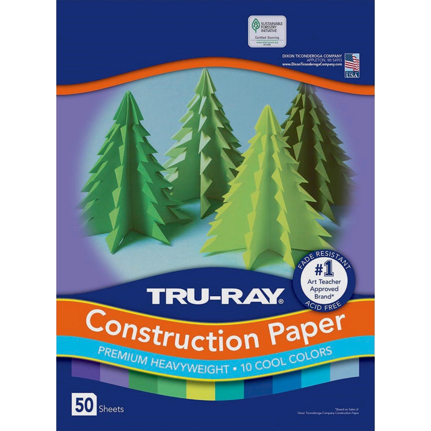 Tru-Ray® Construction Paper Assorted Cool Colours 50 sheets/pkg