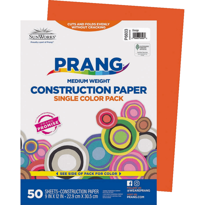 Prang® Construction Paper 9" x 12" Orange 50/pkg