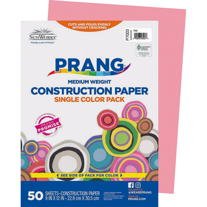 Prang® Construction Paper 9" x 12" Pink 50/pkg