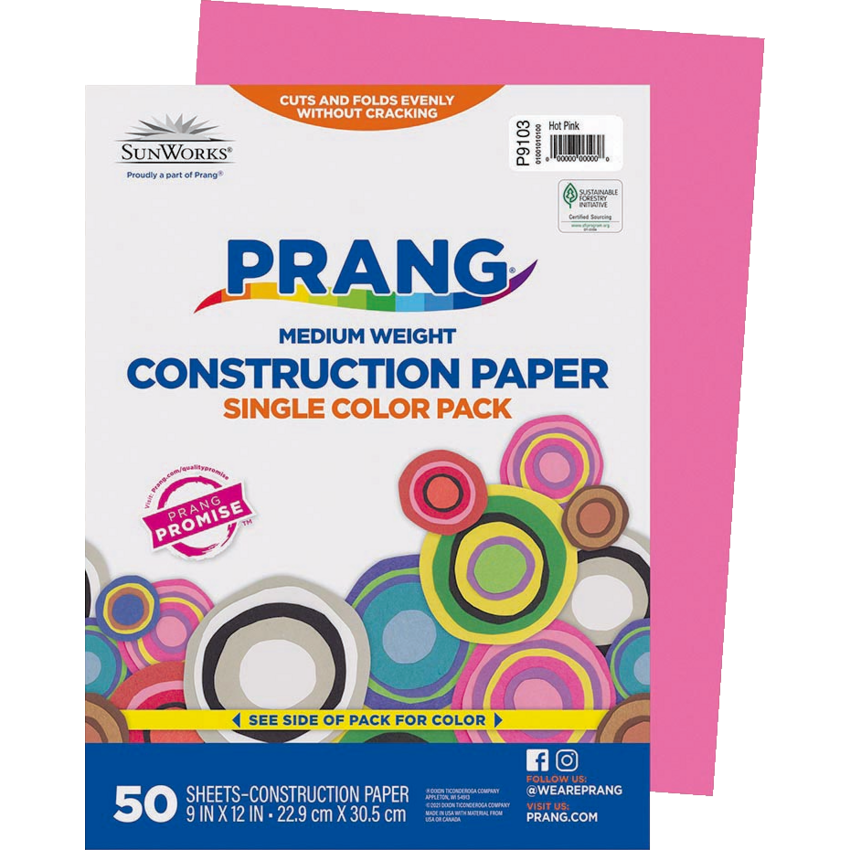 Prang® Construction Paper 9" x 12" Hot Pink 50/pkg