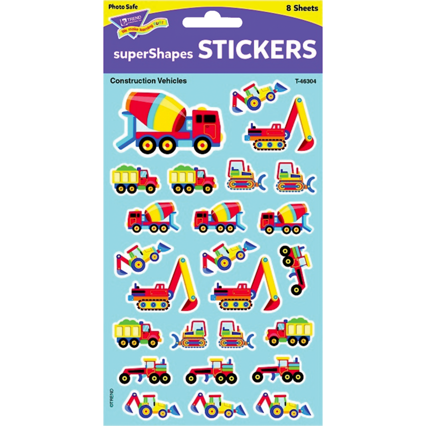 Trend® superShapes Construction Vehicles Stickers 200/pkg