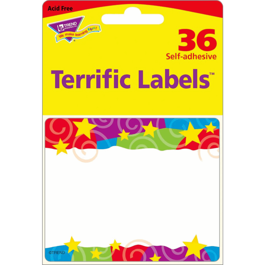 Trend® Terrific Labels™ Stars ‘n Swirls 36/pkg