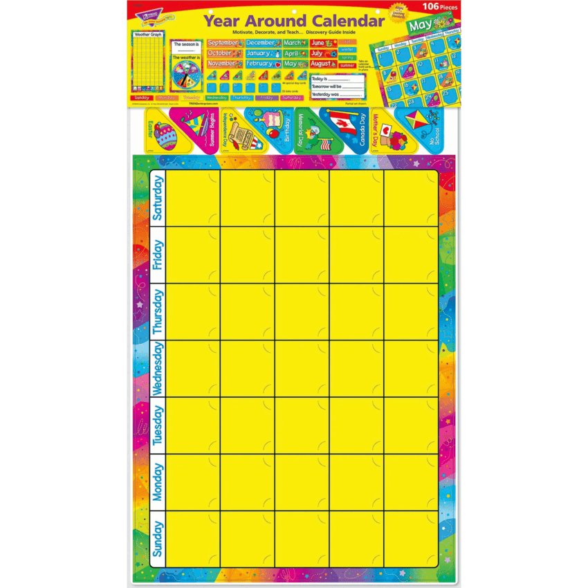 Trend® Bulletin Board Set Year Around Calendar 106 pieces/set