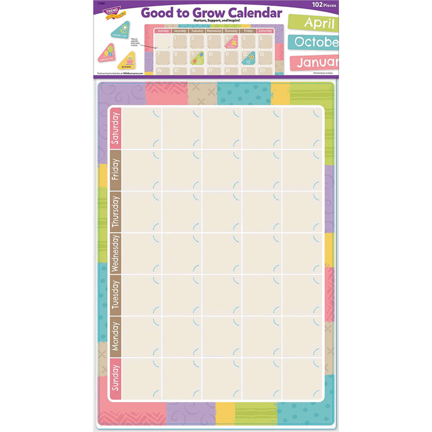 Trend® Bulletin Board Set Good to Grow Calendar 102 pieces/set