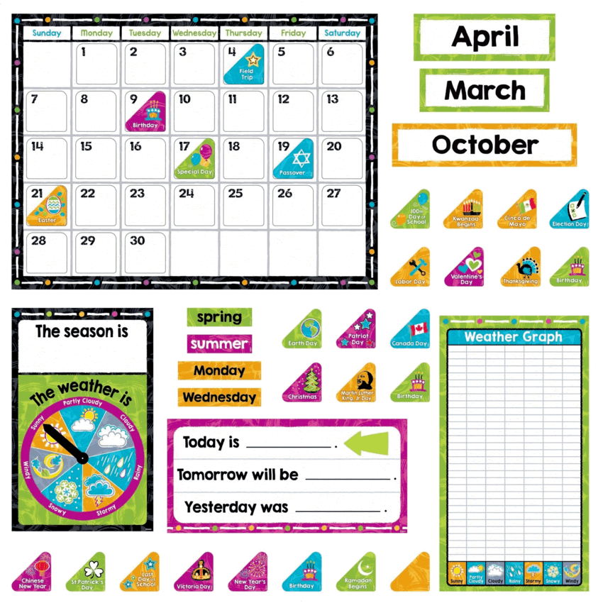 Trend® Color Harmony™ Calendar Bulletin Board Set 106 pieces/set