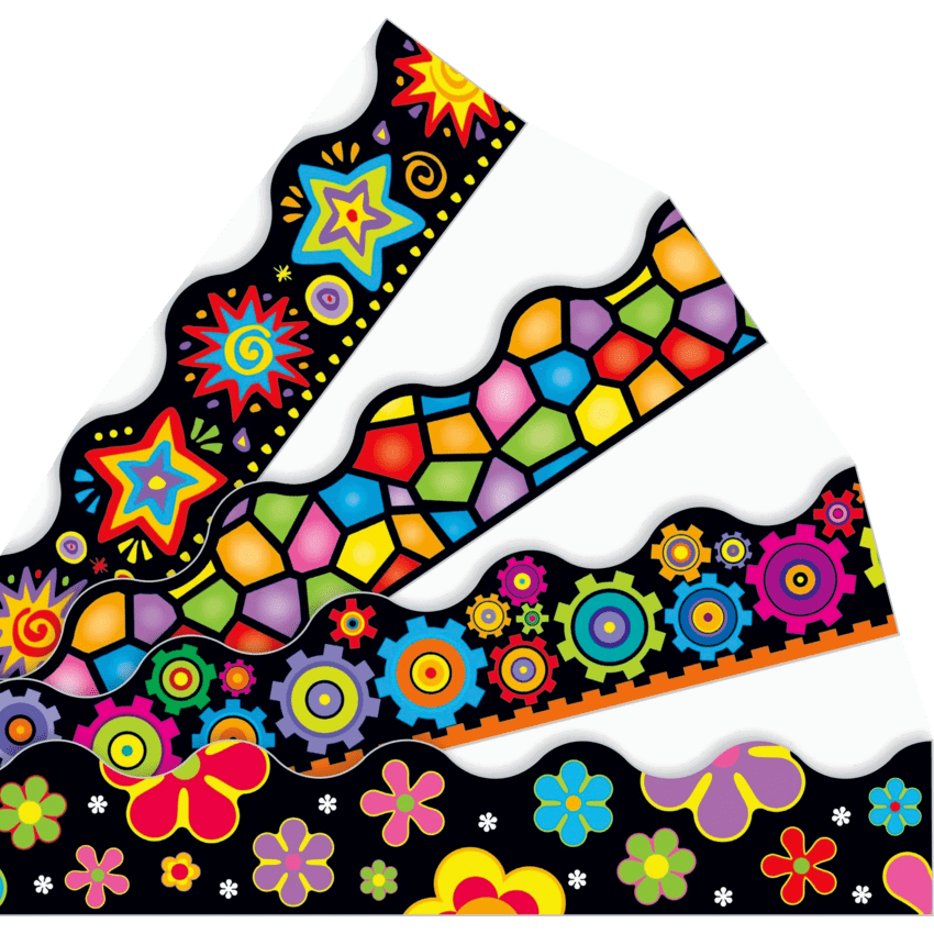 Trend® Terrific Trimmers® Variety Pack-Brights on Black (4 Designs) 156'