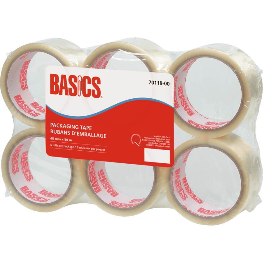 Basics® Packaging Tape 48 mm x 50 m Clear 6/pkg