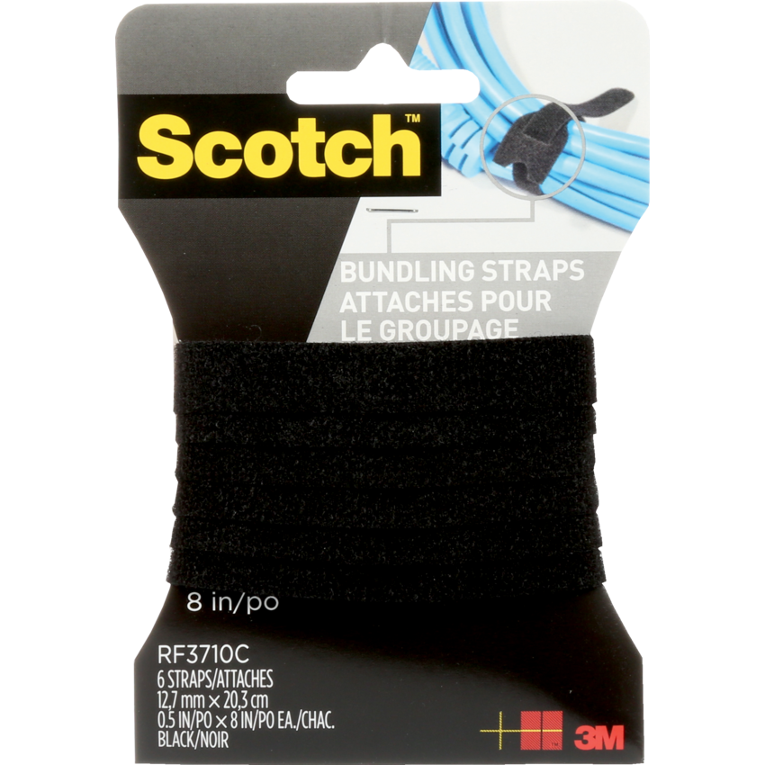 Scotch® Bundling Straps 8" x 1/2" Black 6/pkg