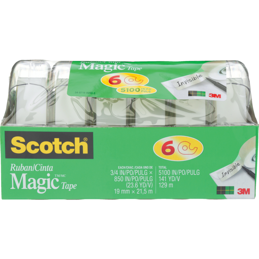 Scotch® Magic™ Invisible Tape Dispensers 3/4" (19 mm x 21.5 m) Clr 6/pkg