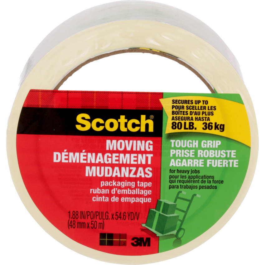Scotch® Tough Grip Moving Packaging Tape 48 mm x 50 m Clear