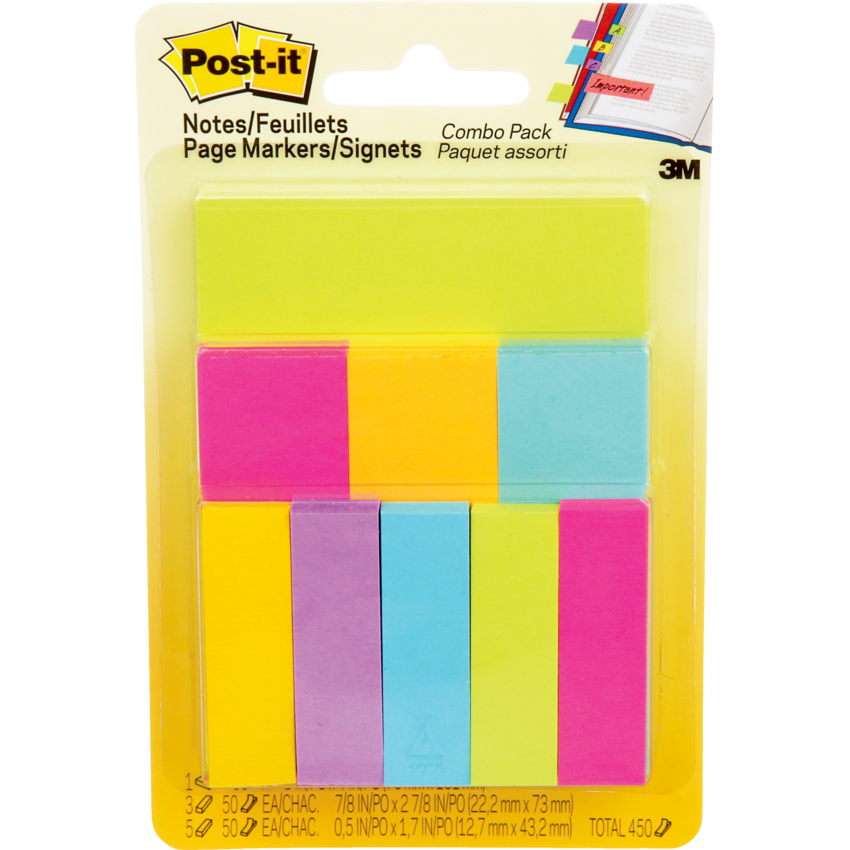 Post-it® Notes and Page Markers Combo Pack Assorted Colours