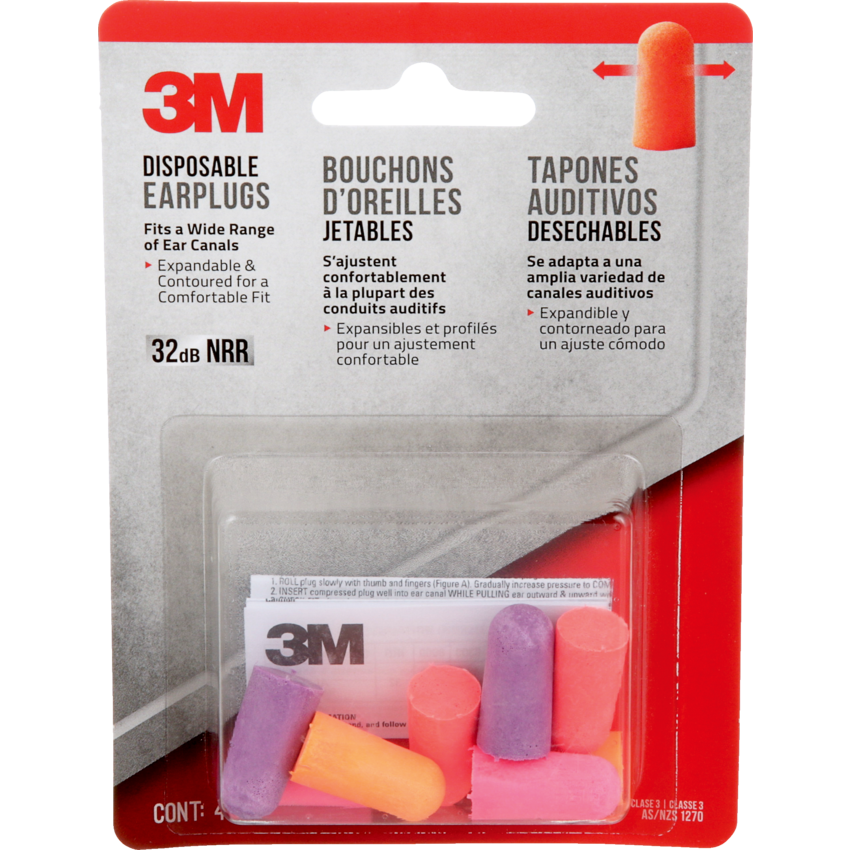 3M™ Disposable Earplugs 4 pairs/pkg