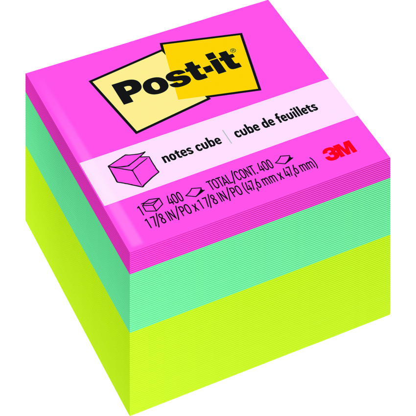 Post-it® Notes Cube 1-7/8" x 1-7/8" Brights 400 sheets/pad