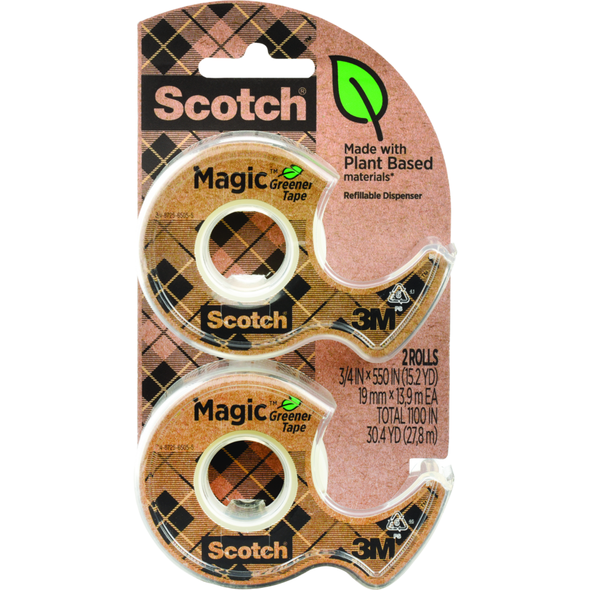 Scotch® Magic™ Greener Tape 19 mm x 13.9 m Clear 2/pkg
