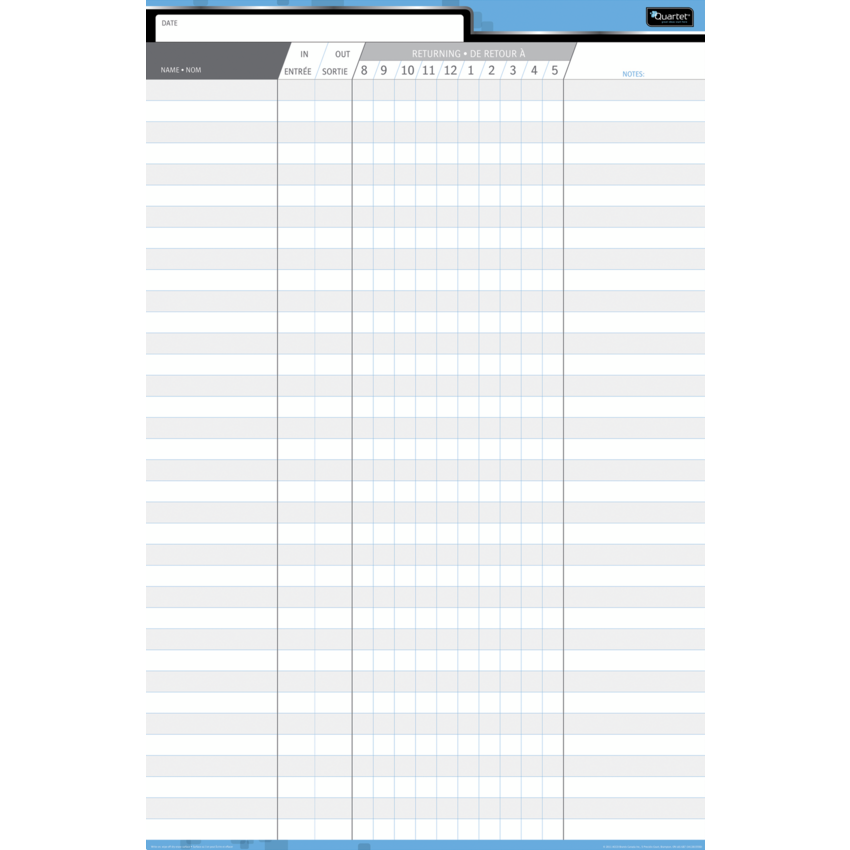 Quartet® In/Out Board Bilingual 36-Names 36" x 24