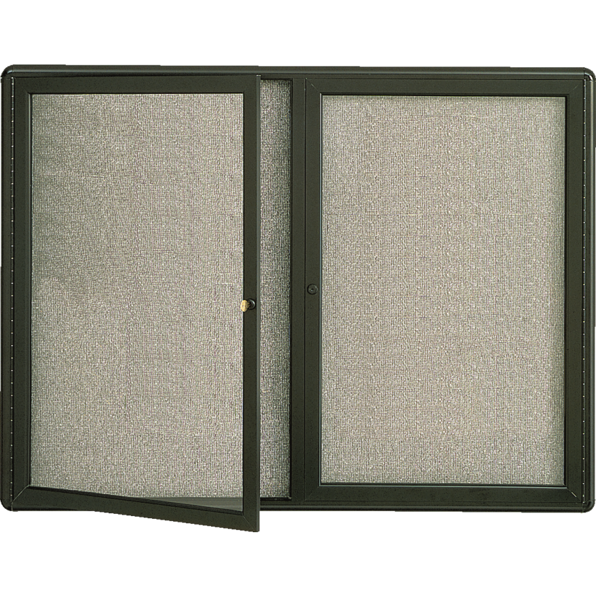 Quartet® Enclosed Fabric Bulletin Board 2 Door 48" x 36" Graphite/Grey