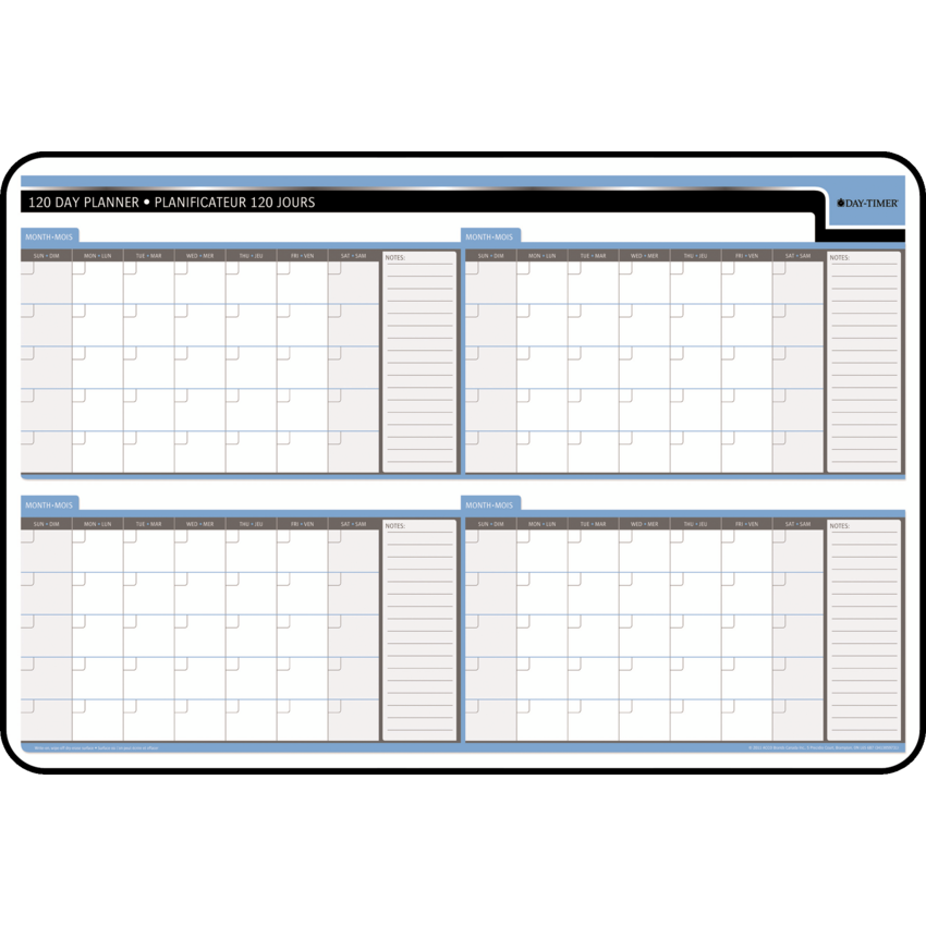 Day-Timer® Planning Board 4-Month 24" x 36" Bilingual