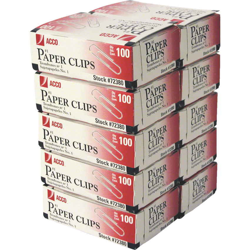 ACCO® Paper Clips #1, 1-1/4" Smooth 100/box