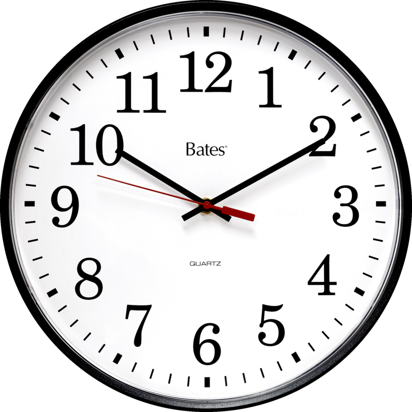 GBC® Bates® Wall Clock 12", 12-Hour Black Frame