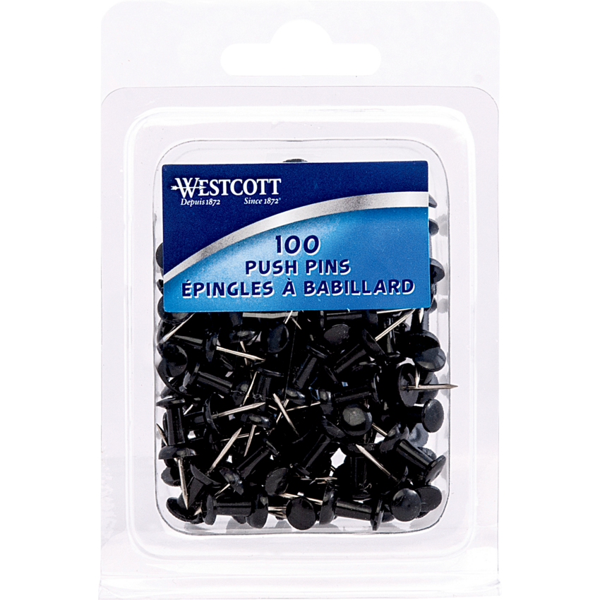 Westcott® Push Pins Black 100/box