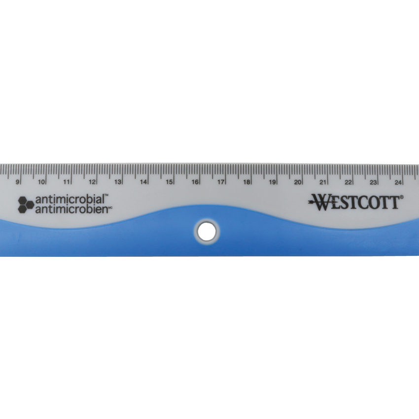 Westcott® Antimicrobial Wave Ruler 30 cm Plastic Blue and Grey
