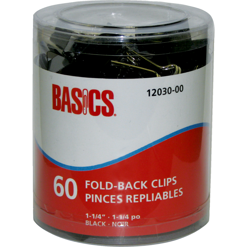 Basics® Fold-Back Clips 1-1/4" 60/tub