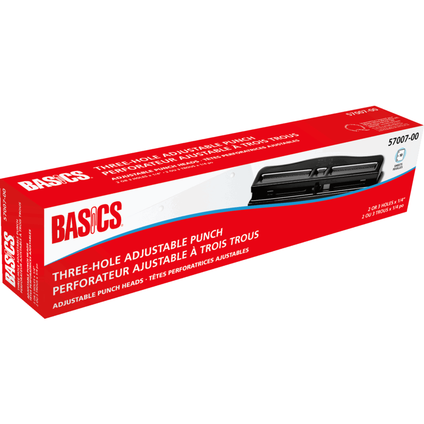 Basics® Three-Hole Adjustable Punch