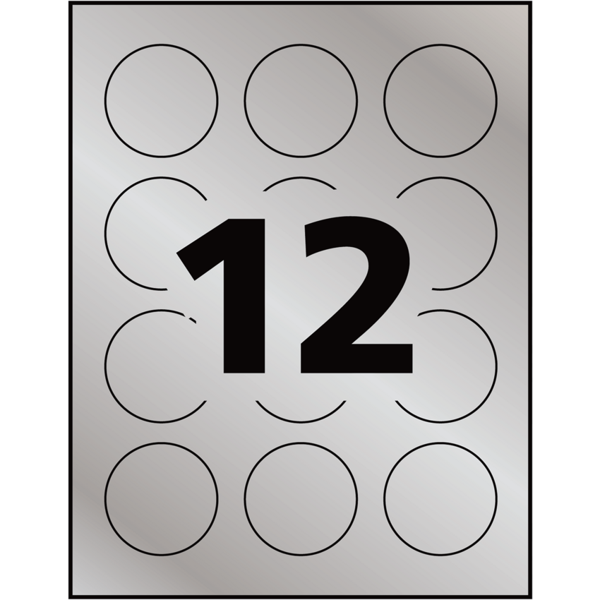 Avery® Embossed Round Labels 2" Foil Silver 96/pkg