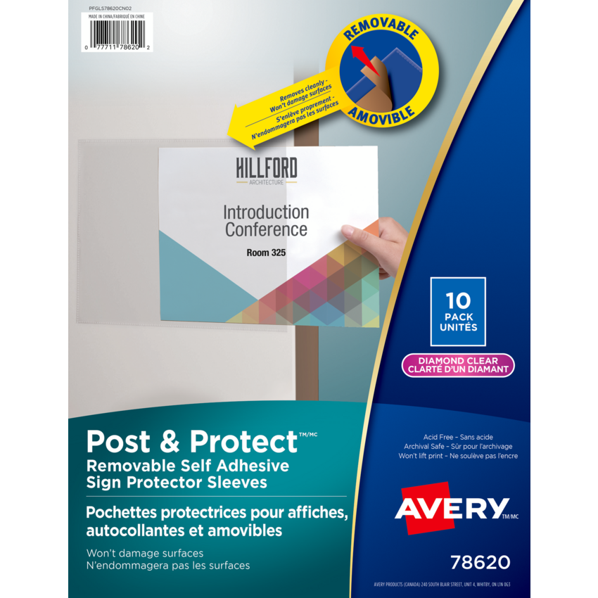 Avery® Removable Self-Adhesive Display Protectors 10/pkg