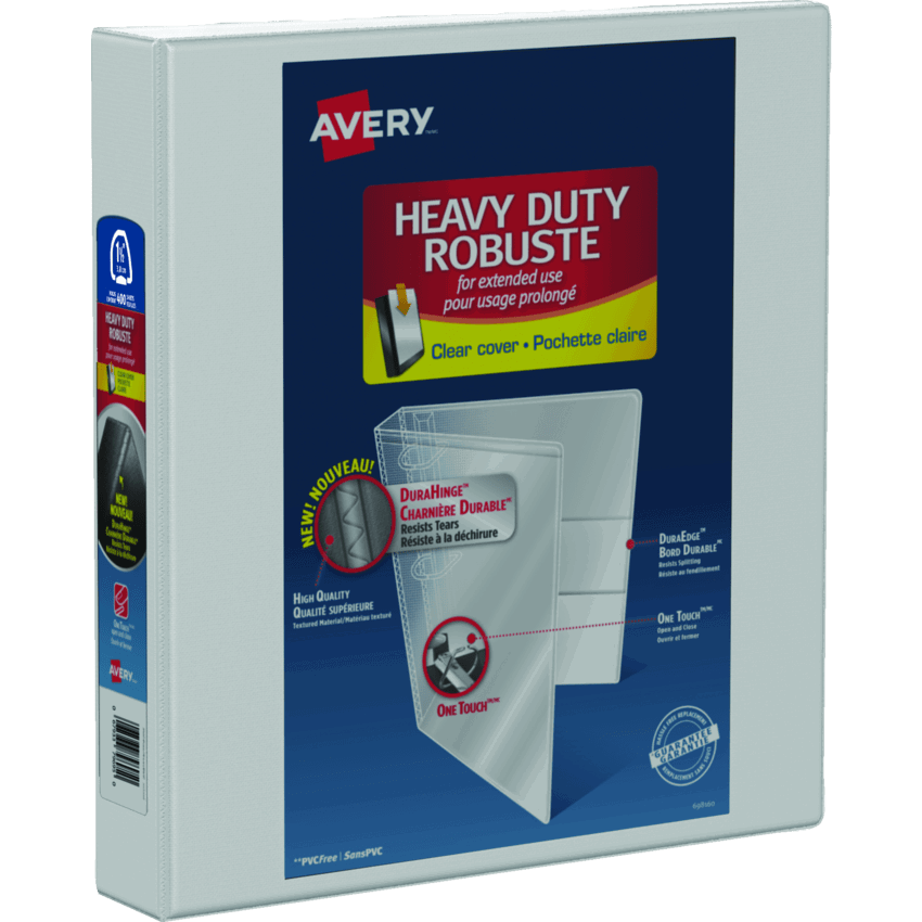 Avery® Heavy Duty Binders with One Touch™ Ring 1-1/2" White