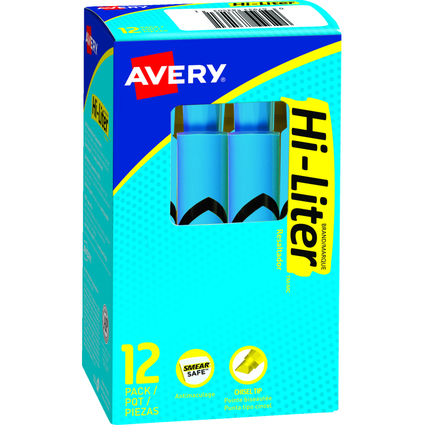 Avery® HI-LITER® Chisel Tip Fluorescent Blue 12/box