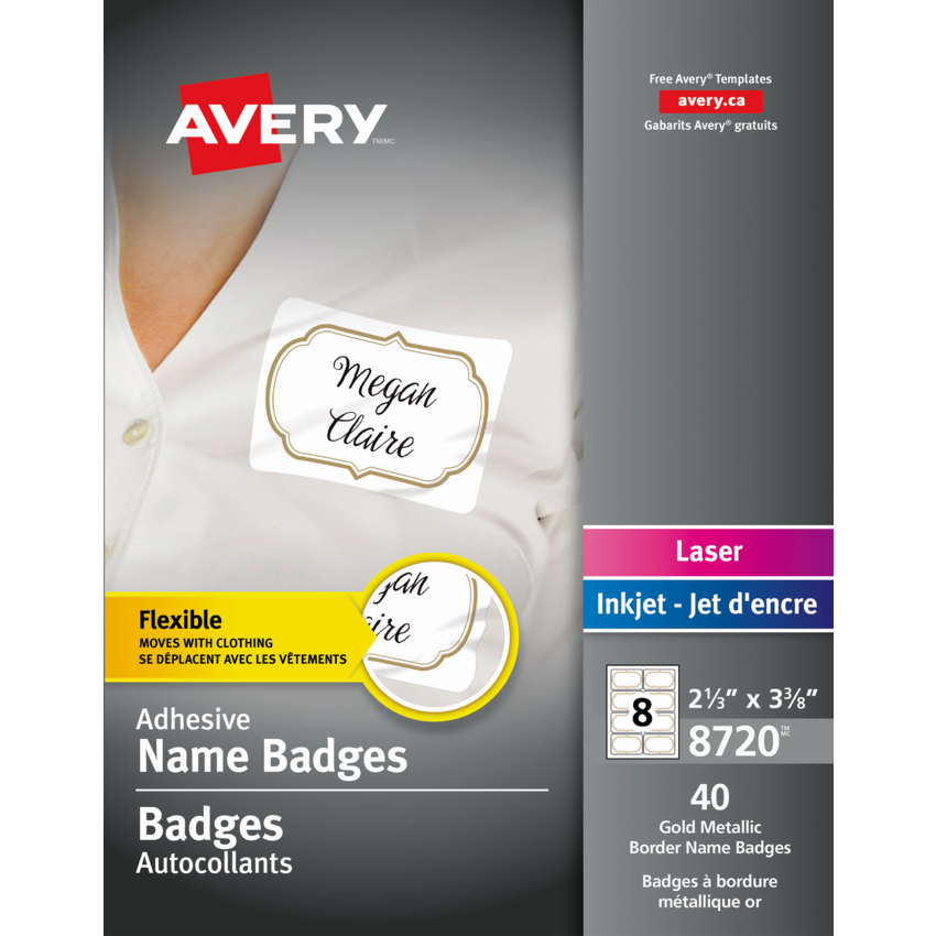 Avery® Flexible Name Badges 3-3/8" x 2-1/3" 40/pkg