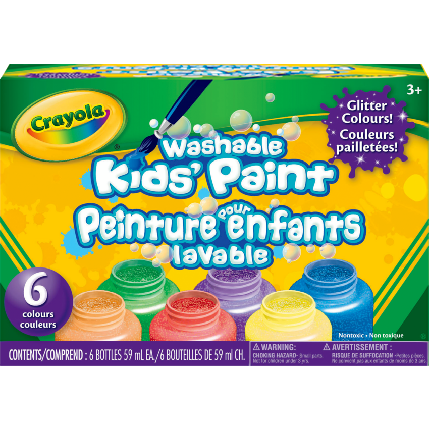 Crayola® Washable Kids' Paint Sets Glitter colours 6/box