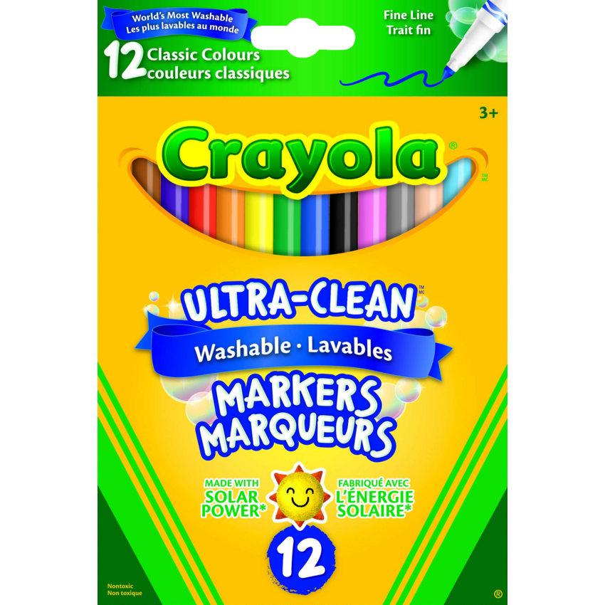 Crayola® Ultra-Clean Washable Fine Tip Markers Classic Colours 12/pkg