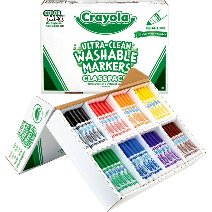 Crayola® Classpack Washable Markers Conical Tip Assorted Colours 200/cse