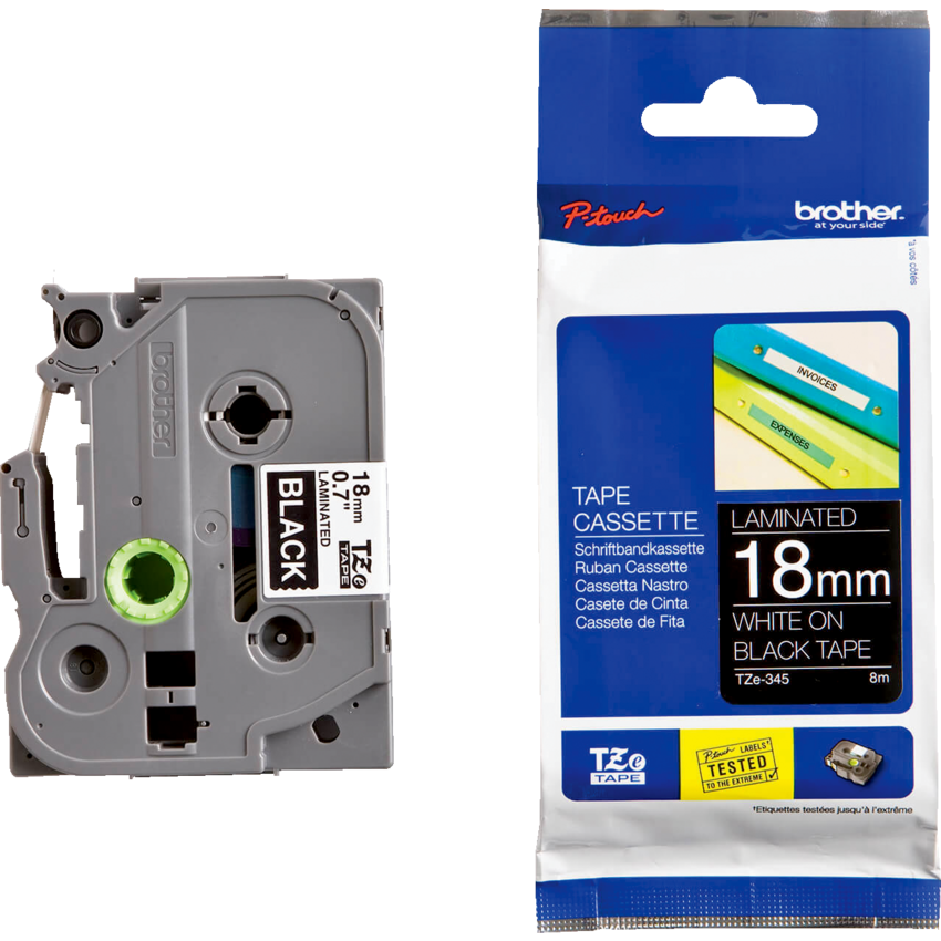 Brother® P-Touch® TZe Tape 3/4" White on Black