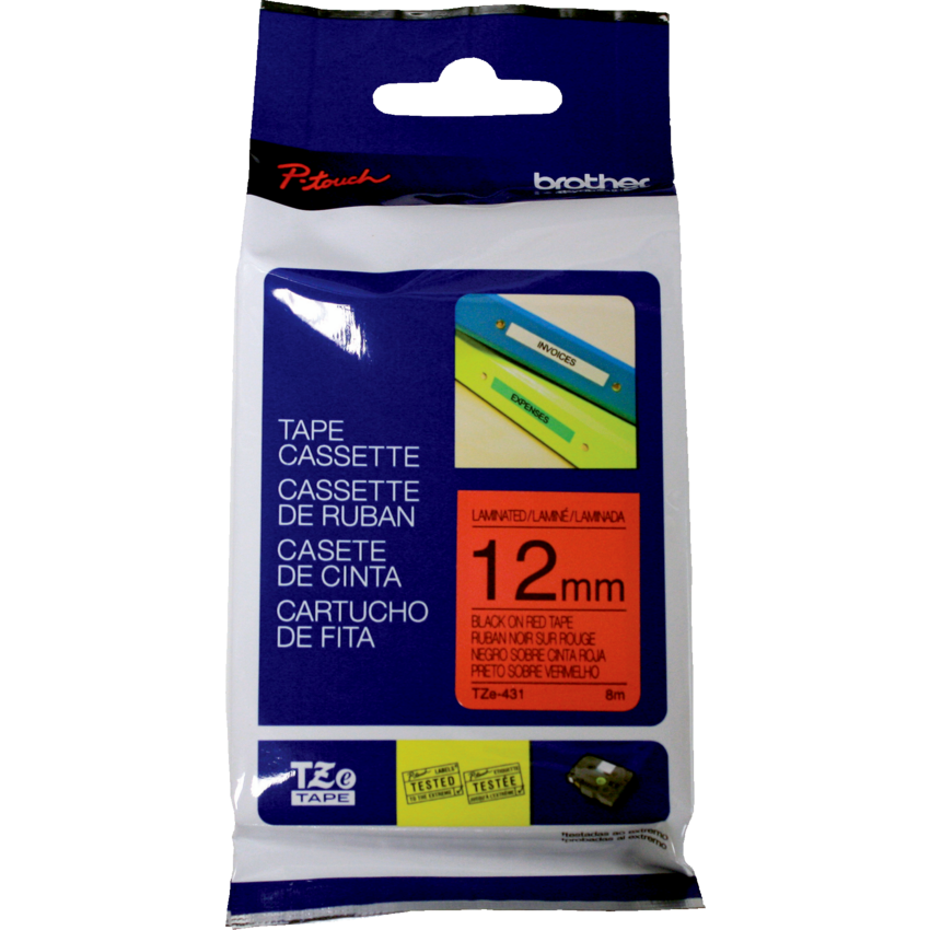 Brother® P-Touch® TZe Tape 1/2" Black on Red