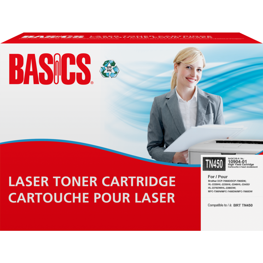 Basics® Remanufactured Laser Cartridge High Yield (Brother TN450) Black