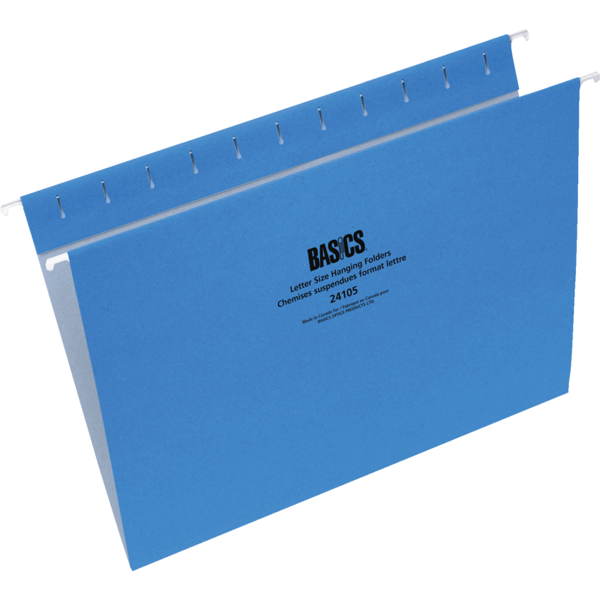 Basics® Coloured Hanging Folders Letter Blue 25/box