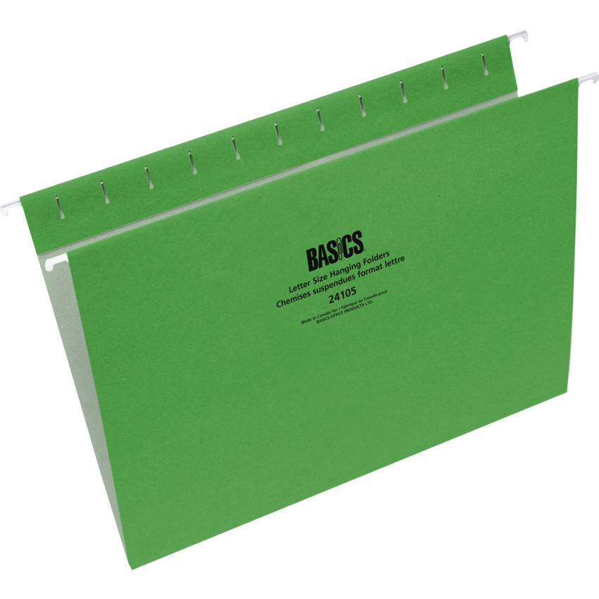 Basics® Coloured Hanging Folders Letter Light Green 25/box