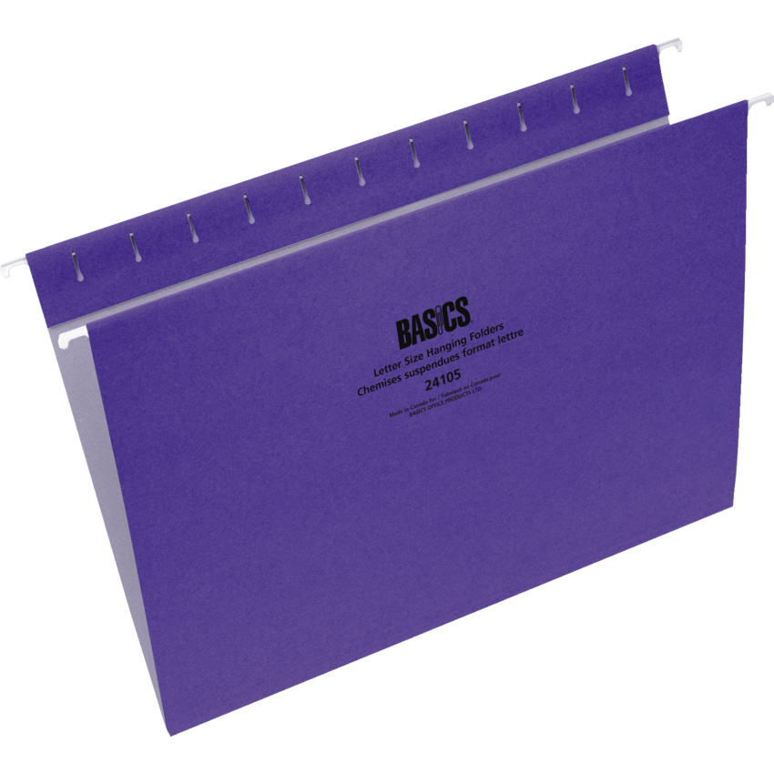 Basics® Coloured Hanging Folders Letter Violet 25/box
