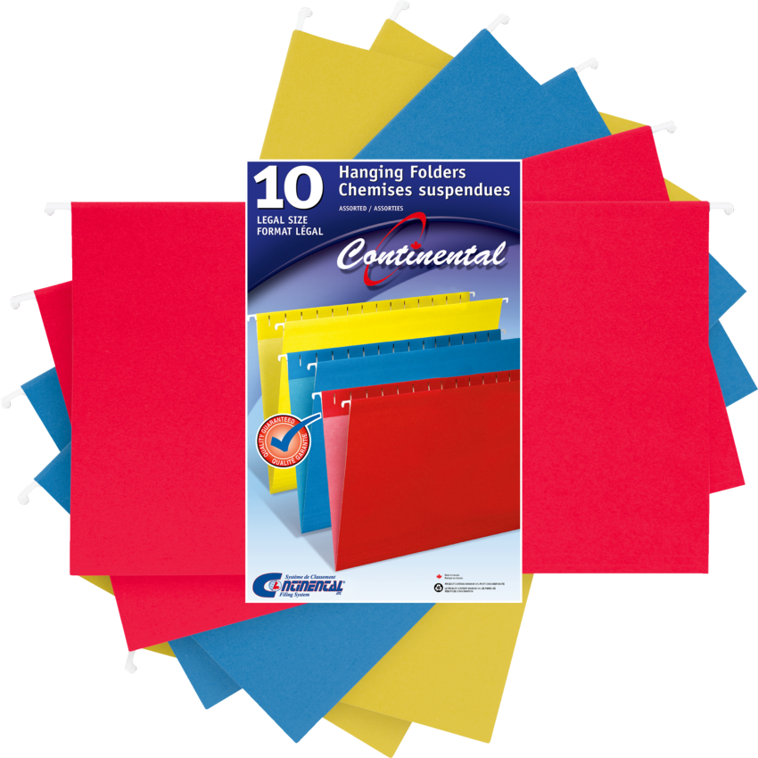 Continental Hanging Folders Legal size Assorted Colours 10/pkg