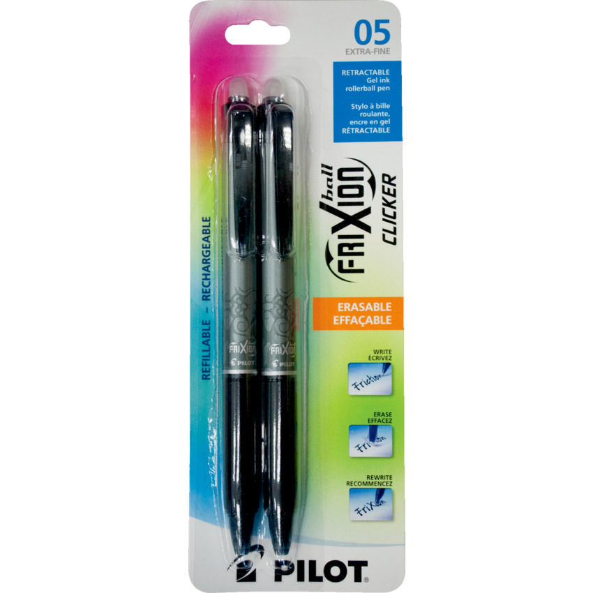 Pilot® FriXion® Ball Clicker Retractable Erasable Gel Pen 0.5 mm Black 2/pkg