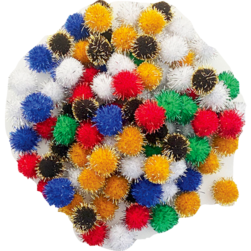 ArtWorks Pom Poms Glitter Assorted Colours 100/pkg