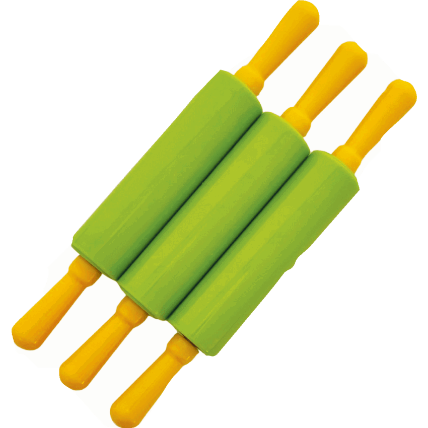 DBLG Plastic Rolling Pins 7-1/3" Green and Yellow 12/pkg