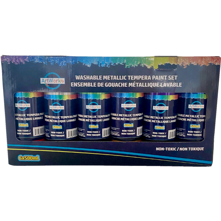 ArtWorks Metallic Liquid Tempera Paint Set 500 mL Assorted Colours 6/pkg