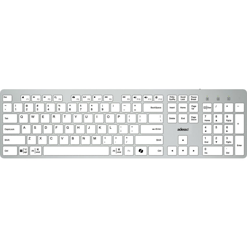 Adesso® USB-C Multi OS Scissor Switch Keyboard With CoPilot AI Hotkey USB-C White