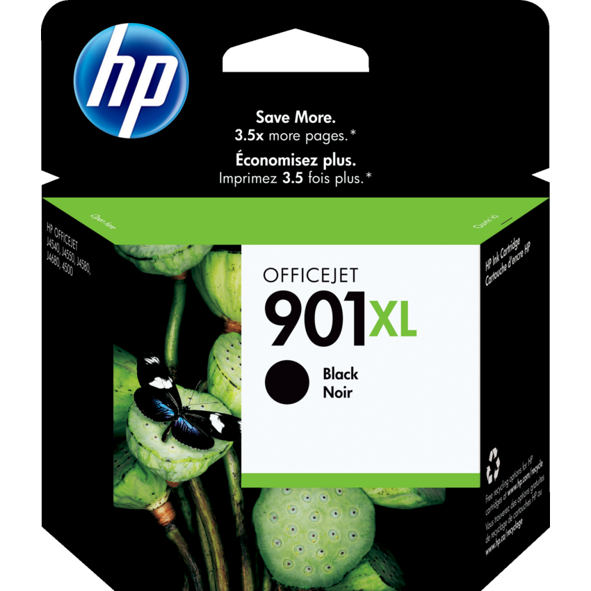 HP Inkjet Cartridge High Yield CC654AN #901XL Black