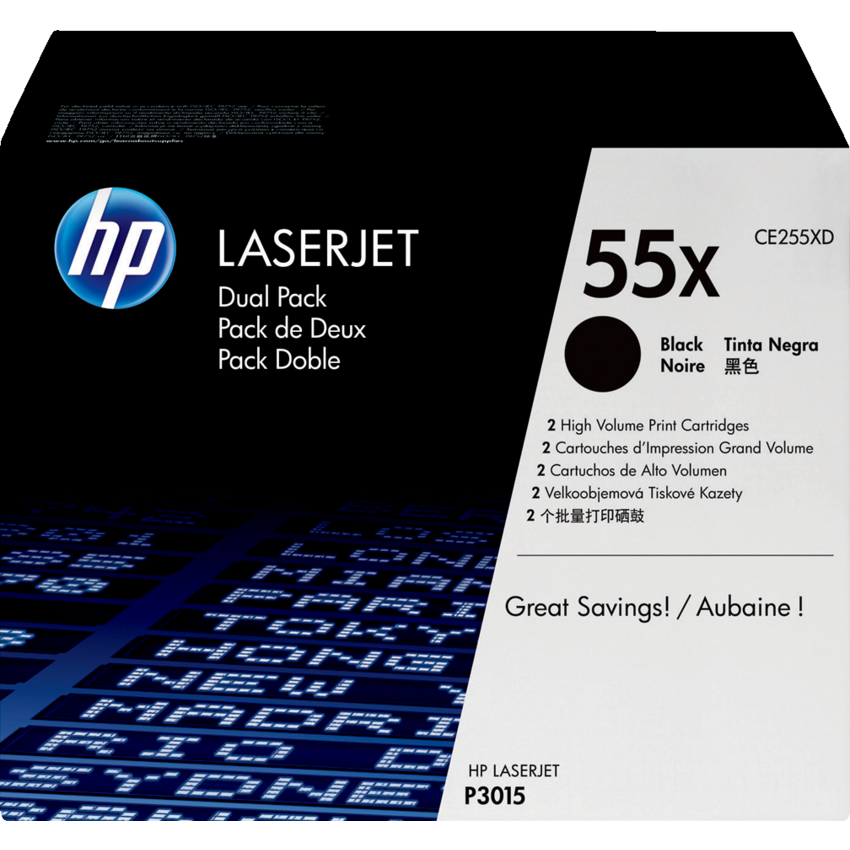 HP LaserJet Laser Cartridges High Yield #55X Black 2/pkg
