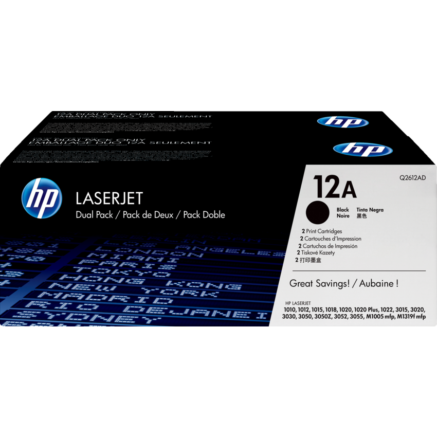 HP LaserJet Laser Cartridges #12A Black 2/pkg